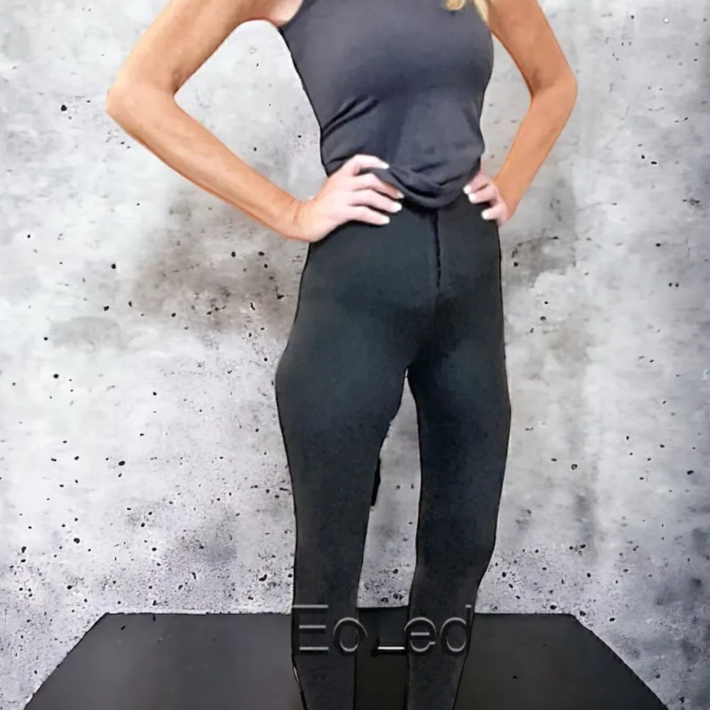 High Waist Skinny Black Leggings with 3 levels of sculpting hook and eye closure